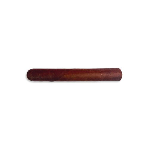 Single brown cigar on a white background, lying horizontally.